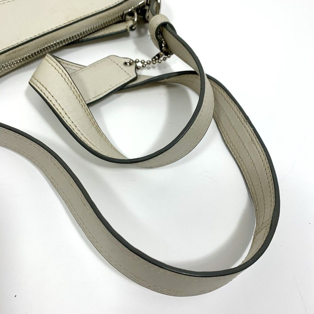 COACH Ashley 2012 Leather SHIMMERY Platinum White Crossbody BUCKLE STRAP F15512 - Picture 12 of 16
